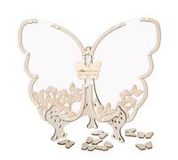 Marco De Fotos De Madera Con Forma De - Madera, 11,81 X 11,02 Pulgadas Libro De Visitas Para Shower Con Mariposas | De Firma Alternativa 3D Para Cumpleaños, Recuerdo De Memoria, Reg