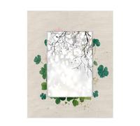 Marco de fotos de madera de 12,7 x 17,78 cm, soporte para mesa y pared, marco de fotos de madera, para el día de San Patricio, cuatro hojas y flores sobre lino