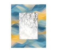 Marco de fotos de madera de 12,7 x 17,78 cm, soporte para montaje en mesa y pared, marcos de fotos de madera, diseño abstracto de olas del océano