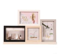 Marco de fotos de madera de 4 ranuras para fotos de 6 pulgadas, montaje versátil en pared y escritorio, decoración contemporánea para el hogar y el jardín (C)