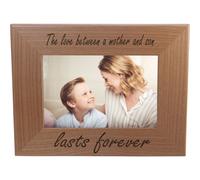 Marco de fotos de madera de aliso natural, grabado ""El amor entre madre e hijo dura para siempre"" (10 x 15 cm, horizontal)
