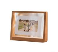 Marco de fotos de madera maciza de 7 y 8 pulgadas con panel acrílico transparente en forma de U para mesa y pared, diseño deslizante de doble cara (7 pulgadas A)