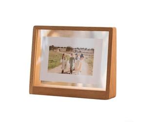 Marco de fotos de madera maciza de 7 y 8 pulgadas con panel acrílico transparente en forma de U para mesa y pared, diseño deslizante de doble cara (7 pulgadas A)