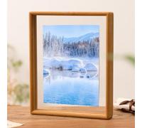 Marco de fotos de madera maciza de doble cara para arte y caligrafía, marco de fotos de madera natural con panel acrílico para decoración versátil del hogar para escritorio de oficina o pared (5