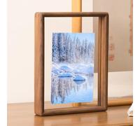 Marco de fotos de madera maciza de doble cara para arte y caligrafía, marco de madera natural con panel acrílico para decoración versátil del hogar para escritorio de oficina o pared (4 pulgadas)