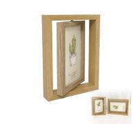 Marco de Fotos de Madera, Marco de Fotos Doble Cara, Adornos Fotográficos Giratorio 360°, Adecuado Para Oficinas, Hogares y Regalos Festivos, Marcos de Fotos Horizontales/Verticales, 10 x 15cm (A)