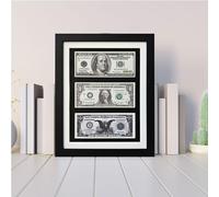 Marco de fotos de mesa, marco de billetes de dólar, pantalla de marco de billetes de varios dólares, marco de billetes de varios dólares para pared, marco de billetes de primer dólar (con alfombrilla