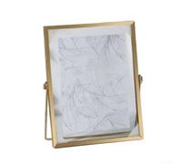 Marco de fotos de metal, elegante minimalista a prueba de óxido, vidrio transparente de doble cara, diseño flotante 3D DIY pantalla decorativa (oro - 6 pulgadas)