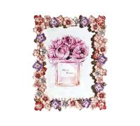 Marco de fotos de metal moderno y colorido con acento floral para exhibición de fotos, adecuado para decoración de estantes de mesa, regalo de fiesta, marco de fotos moderno