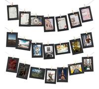Marco de fotos de papel, 42 unidades, marco de fotos de papel colgante, 11,2 x 8 cm, marco de fotos retro creativo, DIY, papel de estraza colgante, decoración de pared con mini pinzas de madera y