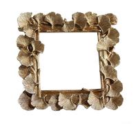 Marco de fotos de resina cuadrado dorado con diseño de hoja de ginkgo pintado a mano decorativo para mesa de oficina en casa de 4, 7, 8 pulgadas, estilo elegante, 1 pieza (4 pulgadas)