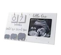 Marco de fotos de sonograma para bebé, marco de ultrasonido a base de madera de 9x5 con semanas de cuenta regresiva, revelación de género para mujeres embarazadas