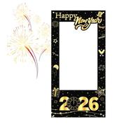 Marco de Fotos - Decoración Profesional con Purpurina, Marco de fotomatón 2026 para Familiares, Amigos, Eventos nocturnos, Estudios, Vacaciones en Interiores, 23,62 x 4,72 Pulgadas