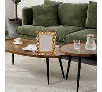 Marco de fotos decorativo de resina de estilo vintage con tono dorado y detalles de encaje de hojas, se adapta a fotos de 6/7/8 pulgadas, perfecto para preservar momentos especiales (8 pulgadas)