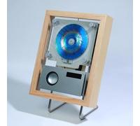 Marco de fotos decorativo para CD con montaje en pared, reproductor de CD con marco de música, Bluetooth 5.1 bidireccional y modos AUX, con control remoto, altavoces y 6 luces, para galería Beige