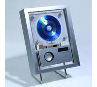 Marco de fotos decorativo para CD con montaje en pared, reproductor de CD con marco de música, Bluetooth 5.1 bidireccional y modos AUX, con control remoto, altavoces y 6 luces, para galería Silver