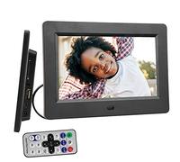 Marco de Fotos Digital, 7 Pulgadas 800 * 480 16: 9 Álbum de Fotos electrónico con Reproductor de Video/música, función de Calendario de Reloj Halloween(Negro)