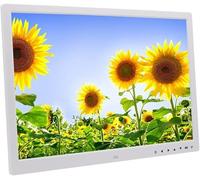 Marco de fotos digital con botón táctil de 17 pulgadas, álbum electrónico HDMI HD 1080P para colgar en la pared, reproductor de publicidad de video, reproductor de video HD, blanco y negro (blanco)