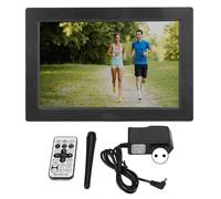Marco de fotos digital con pantalla táctil, pantalla IPS HD, rotación automática, función WiFi, control remoto y salida de audio estéreo.