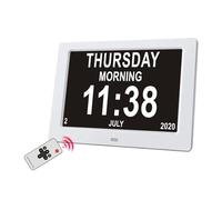 Marco De Fotos Digital De 10,1/7,1 Pulgadas, Reloj con Calendario LED, Varios Idiomas For Mostrar Alarmas De Recordatorio De Tiempo De Medicina For Personas Mayores Y Demencia(10 Inch White)