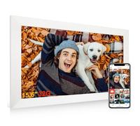 Marco de fotos digital de 15,6 pulgadas, Full HD IPS, gran pantalla táctil, WiFi, 20.000 fotos (32 GB) Frameo Digital Photo Frame, compartir imágenes/música/vídeos, blanco