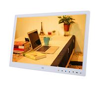 Marco de Fotos Digital de 15pulgadas,Marco de Fotos Digital USB 2.0 1280 * 800 HD con Reloj Despertador/Reproductor de películas de Calendario (Blanco)