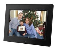 Marco de fotos digital de 8 pulgadas y reproductor multimedia, muestra videos y fotos y configura música para reproducir. Incluye almacenamiento interno de 4 GB, tarjeta SD y conexiones USB, y una