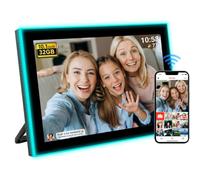 Marco de Fotos Digital FRAMEO de 32 GB con WiFi de 10.1 Pulgadas con luz de neón, Pantalla táctil LCD IPS HD de 1280 x 800, rotación automática, Almacenamiento de 32 GB, Compatible con Unidad USB