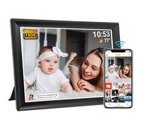 Marco de fotos digital Frameo de 64 GB de 10,5 pulgadas con WiFi, pantalla táctil LCD FHD IPS inteligente de 1920 x 1280, rotación automática, admite tarjetas SD y dispositivos USB, 2,4/5 GHz