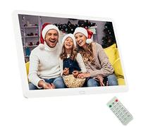Marco de fotos digital IPS de 20 pulgadas, 1440 x 900 cm, con mando a distancia y sensor de movimiento, luminosidad ajustable, encendido/apagado, sincronización de música de fondo, soporte, blanco