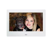 Marco De Fotos Digital LED 7 Pulgadas Salida Audio Estéreo HD Electrónico Álbum Despertador MP3 MP4 Reproductor Películas 800x480 con Control Remoto Experiencia Visual Exquisita(White)