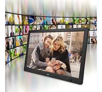 Marco de Fotos Digital, Marco de Fotos Digital, Marco de Fotos Digital Eléctrico, Reproducción de Vídeo de Alta Definición, Calendario, Despertador para Imágenes (Enchufe de la UE)