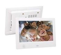 Marco de Fotos Digital, Pantalla 16: 9 Sensor de Movimiento del Marco de Fotos Digital HD de 7 Pulgadas, Calendario de Control Remoto, Hora: Inicio y Apagado automáticos(Blanco)