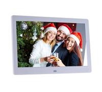 Marco De Fotos Digital Pantalla LCD 10 Pulgadas 1024 * 600 con Reproductor Vídeo MP3 MP4 Reloj Calendario 2,4G Control Remoto Easy Share Moments(White)