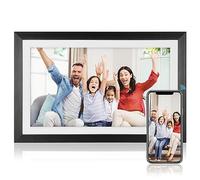 Marco de Fotos Digital WiFi, Marco de Fotos Digital Inteligente con Pantalla Táctil de 15,6 Pulgadas, Carcasa de Madera, Compartir Fotos y Videos a Través de la Aplicación (EU)