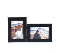 Marco de fotos doble con acabado de madera envejecida con mecanismo de bisagra plegable compatible con fotos de 6 pulgadas para uso en mesa (B)
