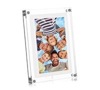 Marco de fotos electrónico acrílico. Cuenta con el último diseño de marco transparente. Adecuado para exhibición o decoración y regalo (acrílico-7 pulgadas)