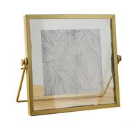 Marco de fotos flotante de doble cara, exhibición de fotos acrílica de metal dorado para mesa, decoración moderna del hogar a prueba de óxido para arte de boda, 15 x 15 cm (dorado, 4 pulgadas)