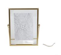 Marco de fotos flotante de doble cara, exhibición de fotos acrílica de metal dorado para mesa, decoración moderna del hogar a prueba de óxido para arte de boda, 15 x 15 cm (dorado, 6 pulgadas)