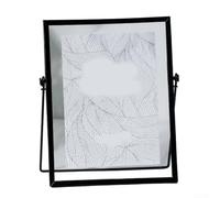 Marco de fotos flotante de doble cara, exhibición de fotos acrílico de metal dorado para mesa, decoración moderna del hogar a prueba de óxido para arte de boda, 15 x 15 cm (negro 6 pulgadas)