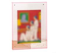 Marco de fotos flotante para montaje en pared con diseño de tornillo magnético hecho de acrílico para una fácil visualización de fotos y reemplazo (rojo, 17,7 x 22,8 cm)