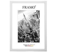 Marco de fotos FRAMO de madera 63 x 97 cm a medida - Pino Blanco | Tamaño seleccionable | in ristal acrílico antirreflejos | Marco para rompecabezas | Foto | Póster