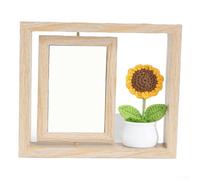 Marco de fotos giratorio de doble cara de madera de 6 pulgadas con decoración de plantas para sala de estar y dormitorio (A)