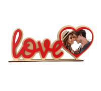 Marco de fotos Love Love You, de madera, ideal como regalo para San Valentín, para él o ella, para hombre, mujer, novia, mamá, papá, portafotos con forma de corazón