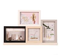 Marco de fotos MDF de alta densidad 4 cuadros nogal oscuro para óptica de | Diseño moderno de 4 compartimentos, muestra varias fotos de 6 pulgadas, ideal para collage creativo, cabe en cualquier