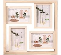 Marco de fotos MDF de alta densidad para 4 imágenes de nogal oscuro para | Diseño moderno de 4 compartimentos, muestra varias fotos de 6 pulgadas, ideal para collage creativo, cabe en cualquier