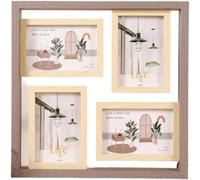Marco de fotos MDF de alta densidad para 4 imágenes de nogal oscuro para | Diseño moderno de 4 compartimentos, muestra varias fotos de 6 pulgadas, ideal para collage creativo, cabe en cualquier