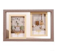 Marco de fotos MDF de alta densidad para 4 imágenes de nogal oscuro para | Diseño moderno de 4 compartimentos, muestra varias fotos de 6 pulgadas, ideal para collage creativo, cabe en cualquier