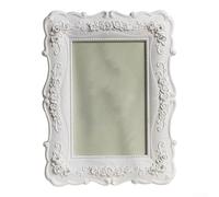 Marco de fotos minimalista con detalle de rosa blanca de resina hecho para fotos de 6 pulgadas, 7 pulgadas, 8 pulgadas, 10 pulgadas, decoración moderna del hogar, pantalla simple y elegante (10