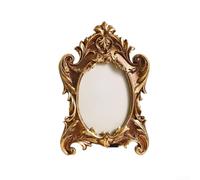 Marco de fotos ovalado clásico, diseño ornamental dorado con papel de inserción al azar de 4 x 6 pulgadas, decoración de pared vintage para retratos, elegante acento para sala de estar y hogar